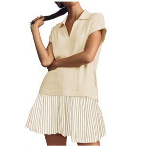 Womens Size M Short Sleeve Polo V Neck Striped Dresses with Pockets Preppy